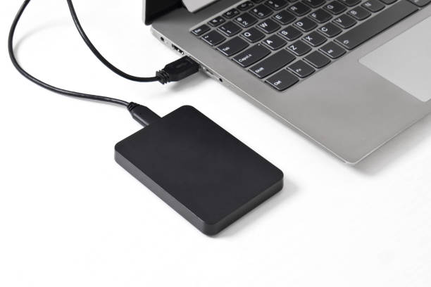 External drive connected to a laptop